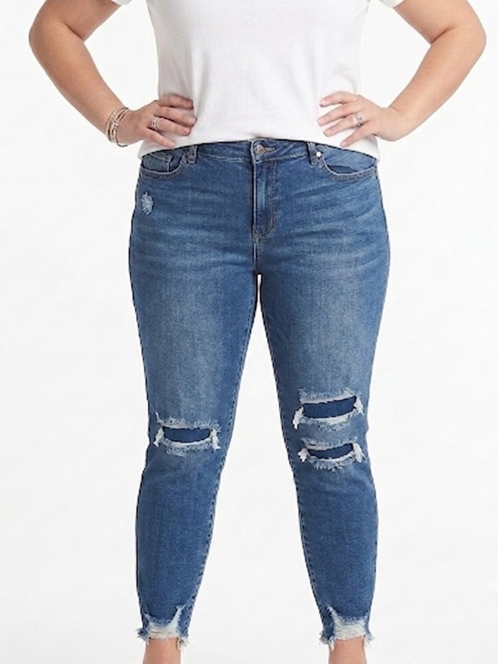 Disclosure Curvy High-Rise Distressed Blue Skinny Jeans
